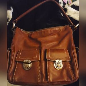 Marc Jacobs caramel leather multi pockets shoulder purse vintage made in Italy.